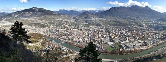 A panoramic view of Trento: the city, as illustrat