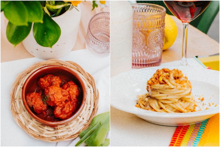 Polpette e Spaghettone con burro, alacce e mandarino
