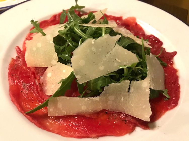 Carpaccio of watermelon, rocket and Parmigiano from Diego Rossi