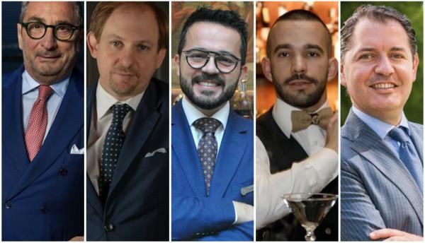 Imprevisti, come gestirli: ne discuteranno, da sinistra, Paolo Lorenzoni (The Gritti Palace, Venezia), Alessandro Troccoli (Cracco, Milano), Gabriele Fedeli e Edoardo Sandri(Atrium Bar&Lounge e Il Palagio del Four Seasons Hotel Firenze) e Umberto Giraudo(Rome Cavalieri al Waldorf Astoria di Roma)
