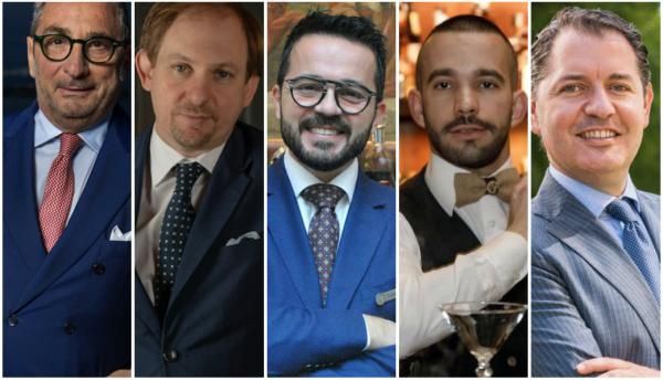 Imprevisti, come gestirli: ne discuteranno, da sinistra, Paolo Lorenzoni (The Gritti Palace, Venezia), Alessandro Troccoli (Cracco, Milano), Gabriele Fedeli e Edoardo Sandri(Atrium Bar&Lounge e Il Palagio del Four Seasons Hotel Firenze) e Umberto Giraudo(Rome Cavalieri al Waldorf Astoria di Roma)
