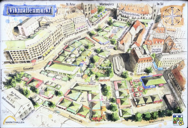 Una piantina del Viktualienmarkt di Monaco di Ba