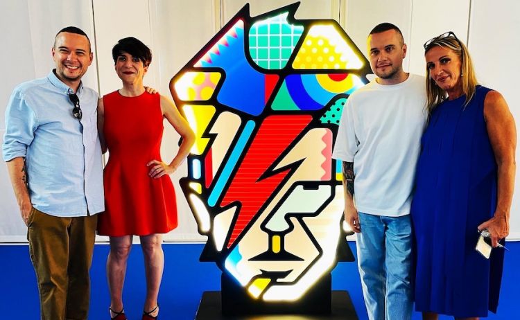 Marco Van Orton, Giorgia Berardinelli, Stefano Van Orton e Elisa Mori all'inaugurazione di Prospettiva Van Orton
