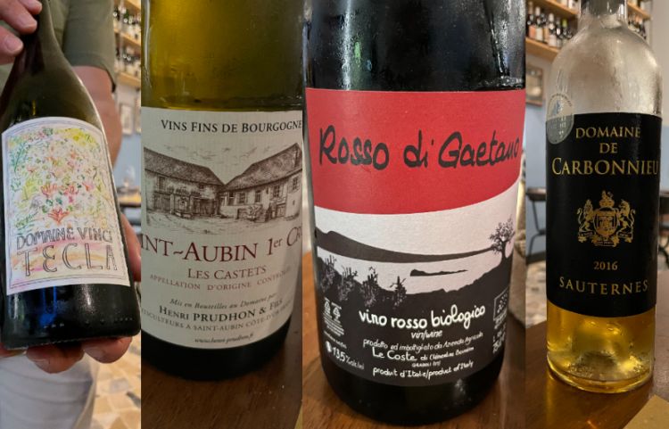 Alcuni dei vini sorseggiati nel corso della nostra cena