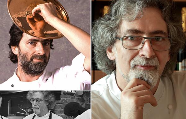 Tre immagini, di varie epoche, di Vittorio Fusari. Il grande chef franciacortino è venuto a mancare proprio ieri
