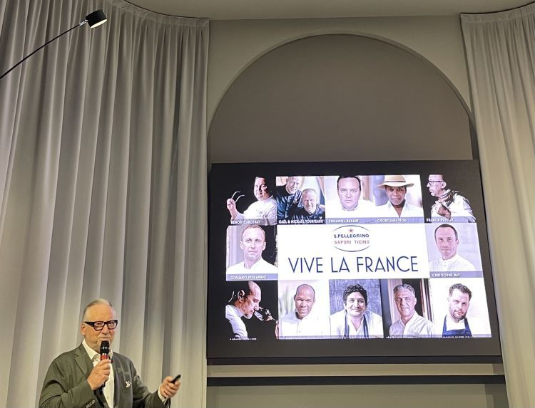 Dany Stauffacher a nell'Hub di Identità Golose Milano, durante la presentazione di S.Pellegrino Sapori Ticino