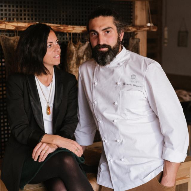 Ludovica Rubbini e Riccardo Gaspari, del ristorante SanBrite di Cortina d'Ampezzo (Belluno), premiati da The Fork
