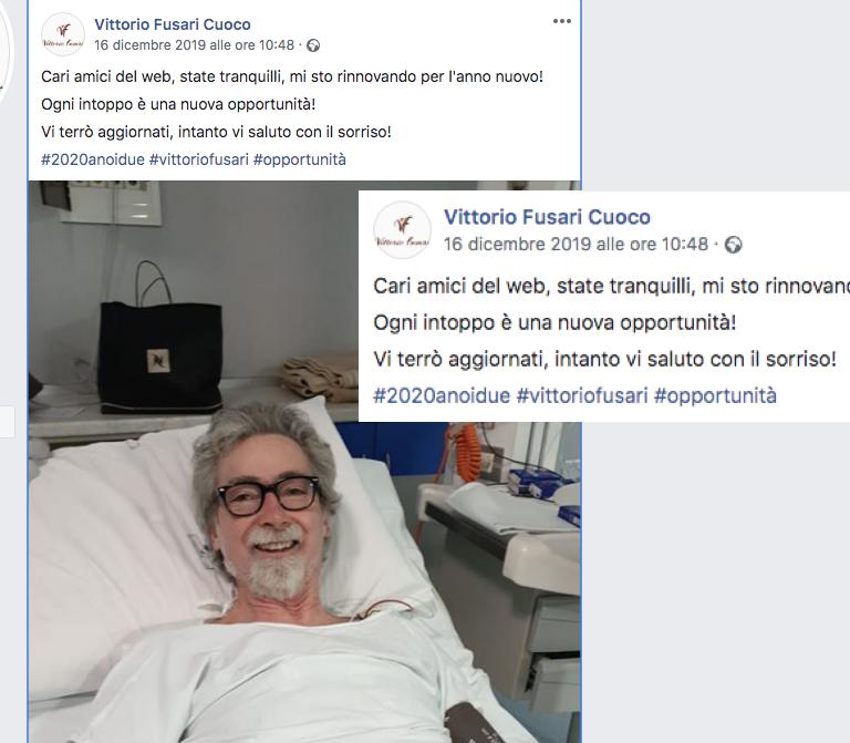 Il post su Facebook con il quale Vittorio Fusari d