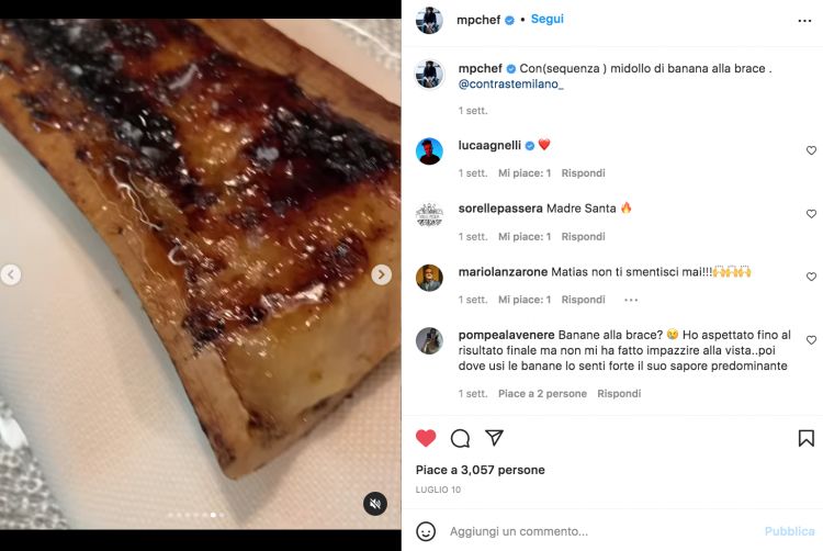 Più di 3000 like in pochi giorni per il Midollo di banana di Matias Perdomo su Instagram
