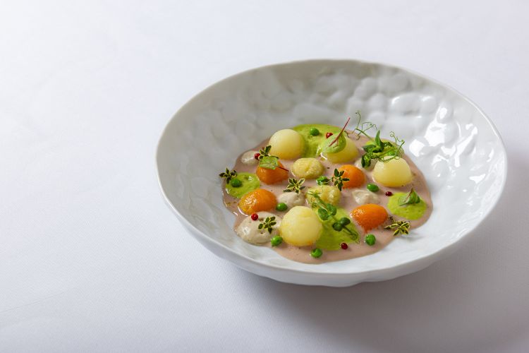 Orto: spuma di carciofi con patate, zucca profuma